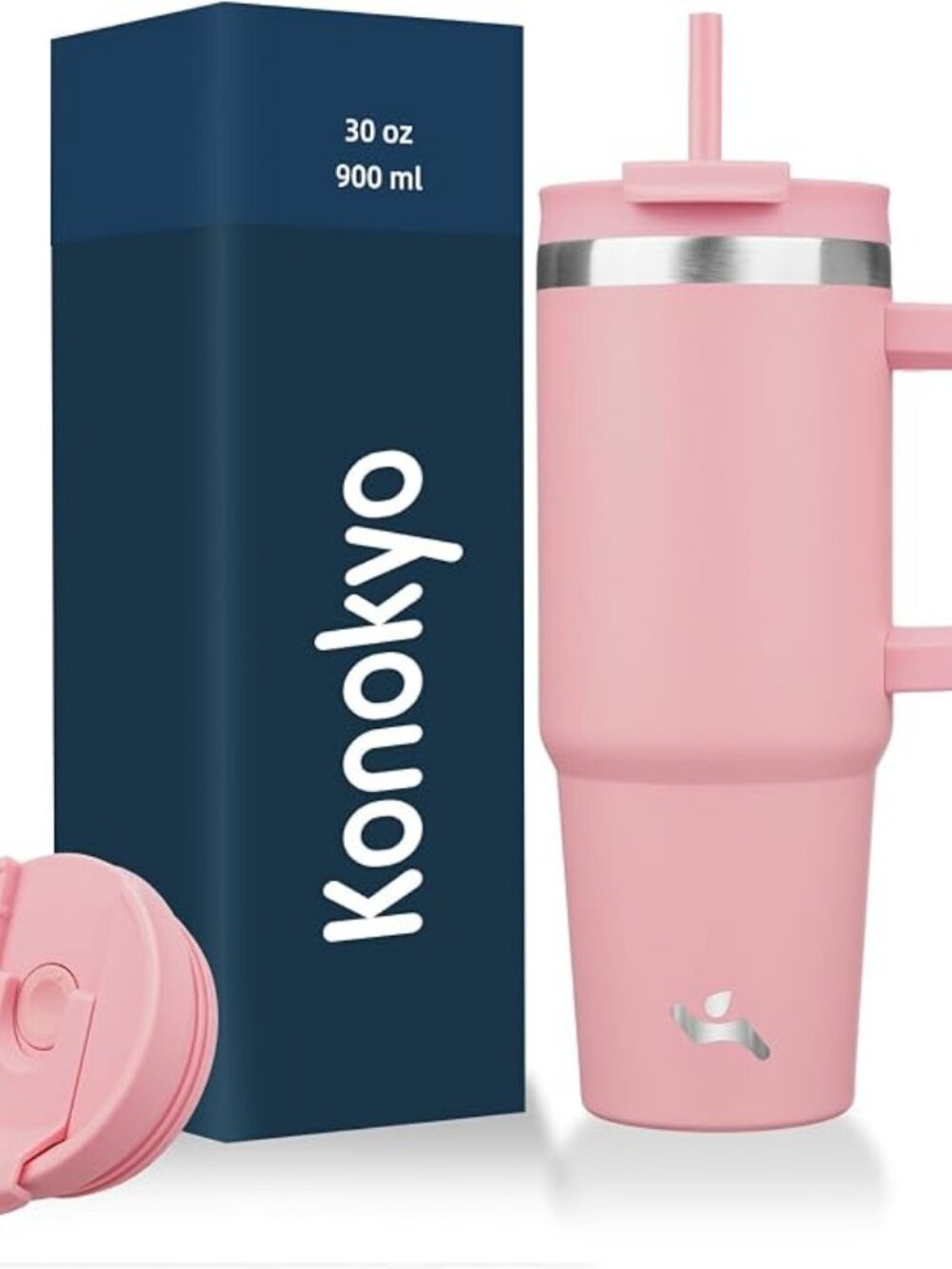 Konokyo 30 oz Insulated Tumbler Water Bottle with Handle, Straw Lid